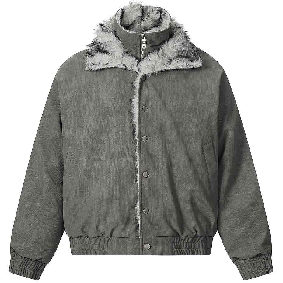 Streetwear Winter Vintage Fur Thicken Parkas Jacket