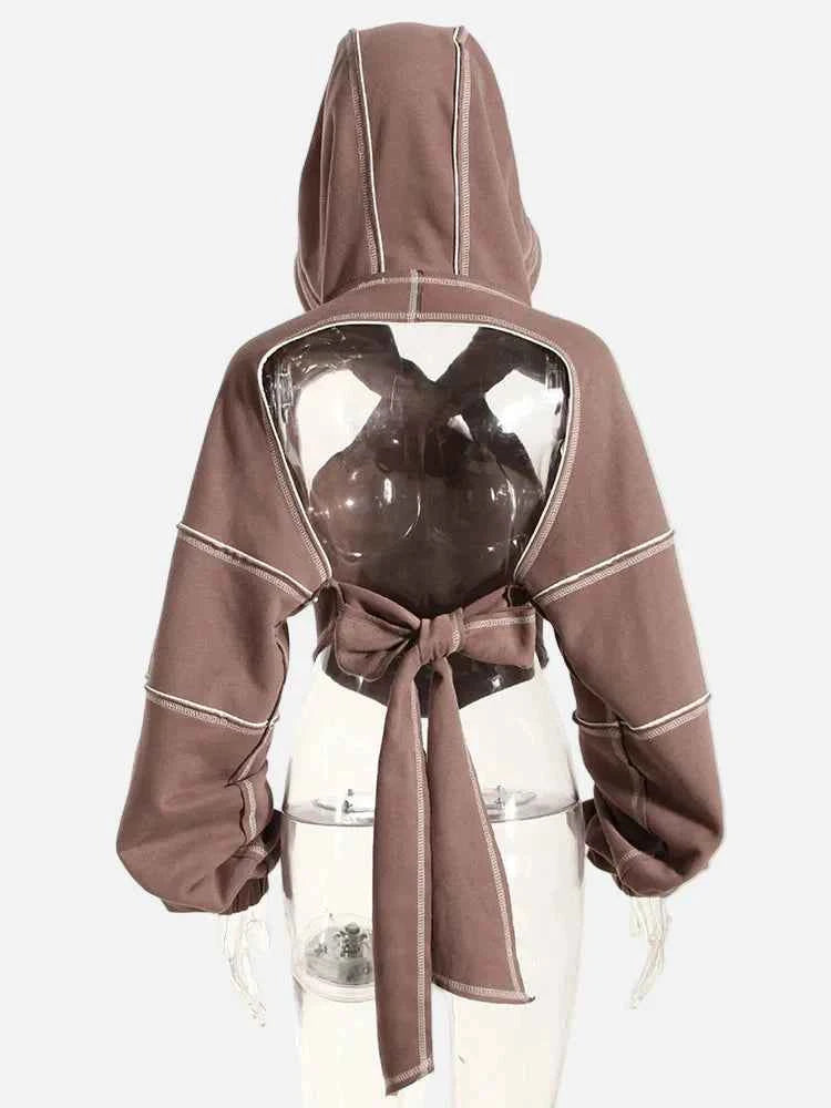 Y2K Contrast Color Open Line Hoodie