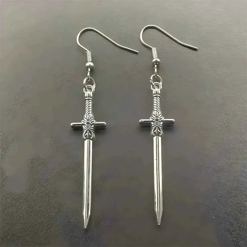 Vintage Sword Dagger Long Drop Earring