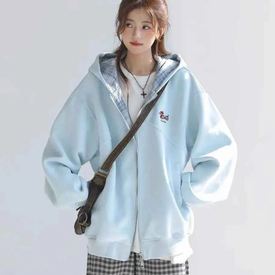Stylish Colorful Zipper Long Sleeve Sweatshirt