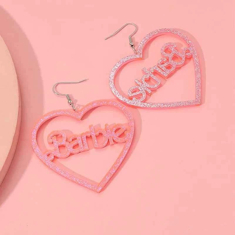 Luxury Creative Acrylic Barbie Heart Earrings