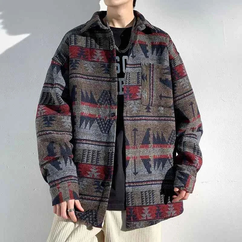 Men Japanese Style Vintage Woolen Oversized Jacket