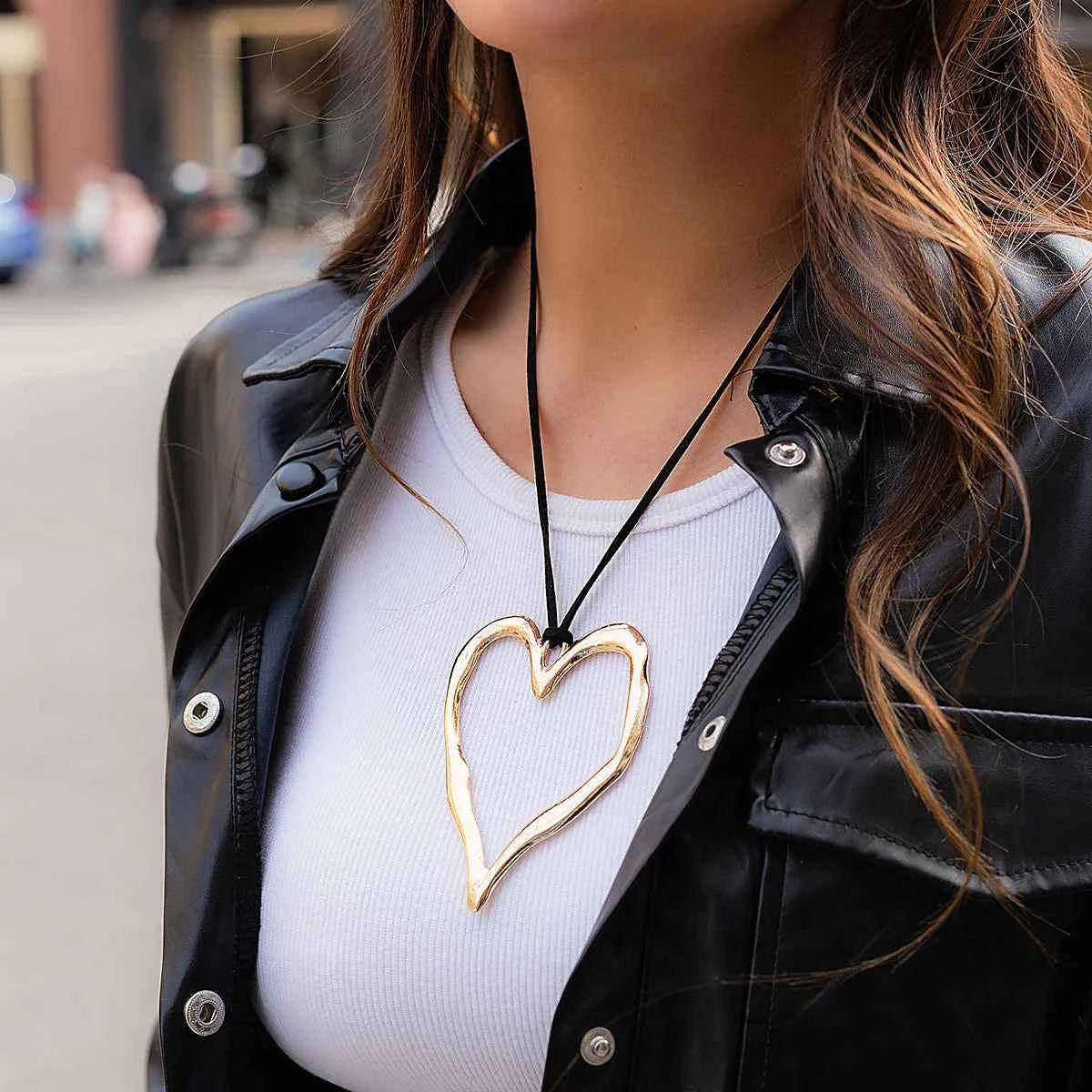 Exaggerated Hollow Love Heart Necklace
