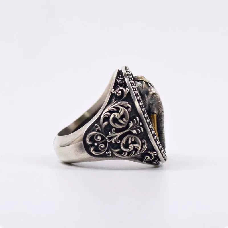 Vintage Thai Silver Elephant Cuff Ring