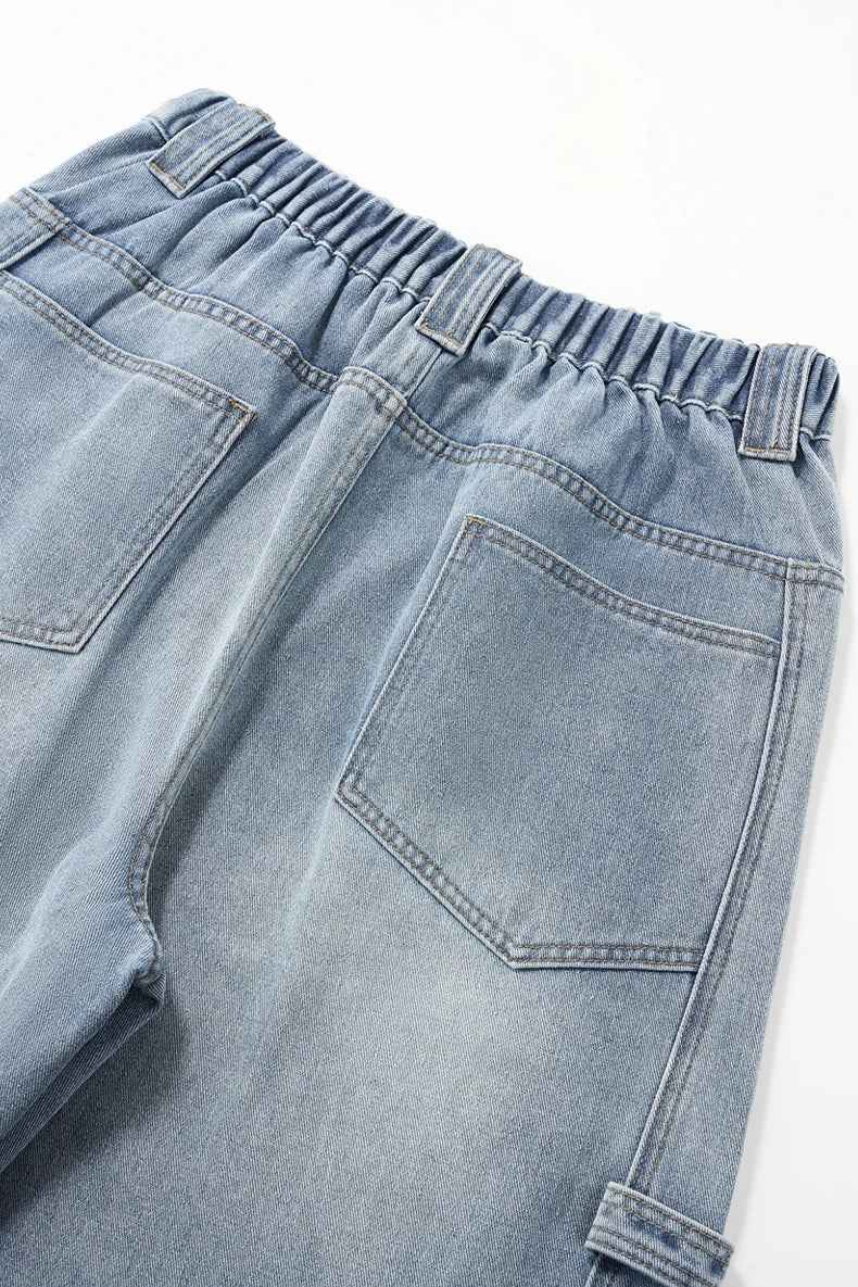 Workwear Washed Wide Leg Denim Baggy Jeans