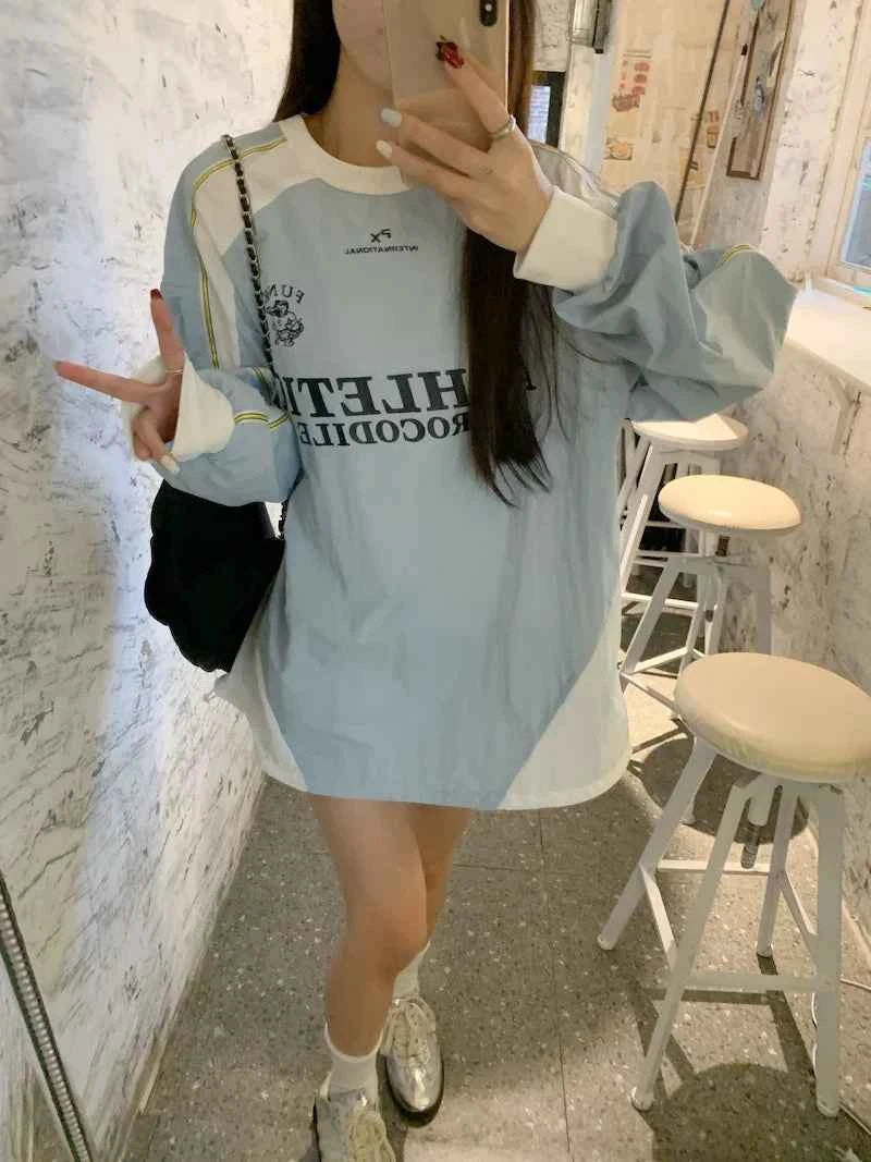 Laidback Comfort Oversized Letter Print Long Sleeve T-Shirt