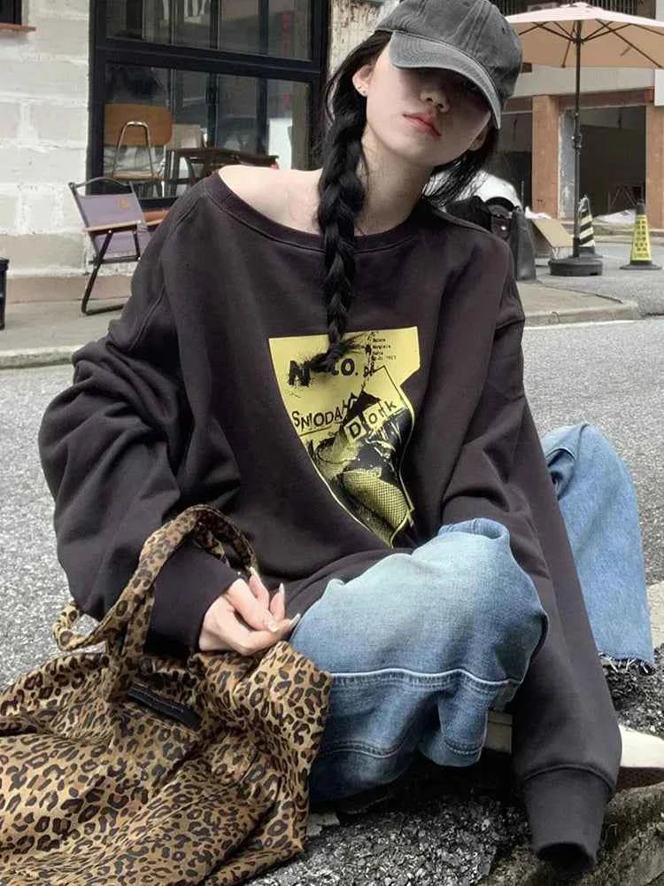 Vintage Oversized Hip Hop Cotton Print Sweatshirt