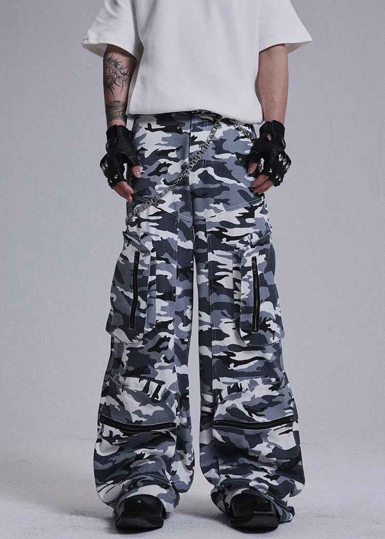 Lightweight Retro Camouflage Zipper Cargo Pants