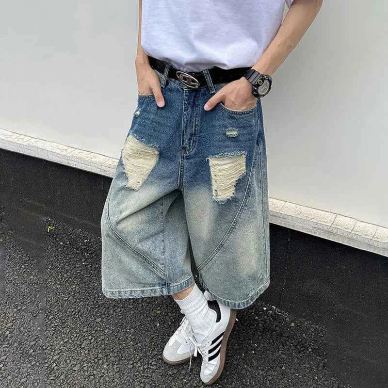 Original Gradient Cozy Vibes Washed Patched Jorts