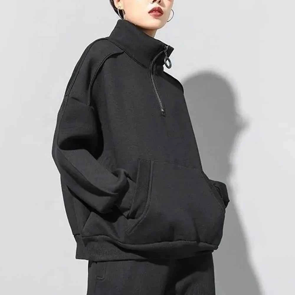 Solid Color Solid Color Half Zipper Sweatshirt