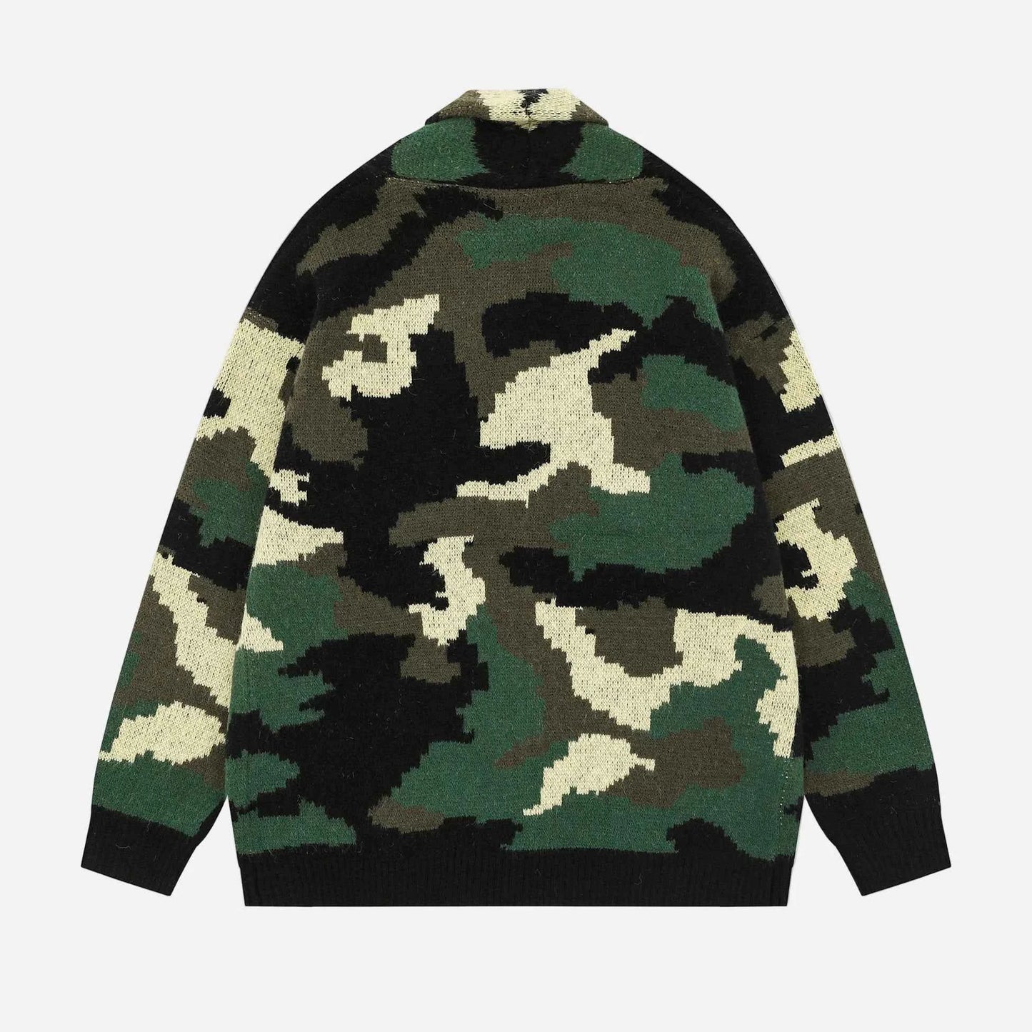 Winter Streetwear Camouflage Knitwear Cardigan