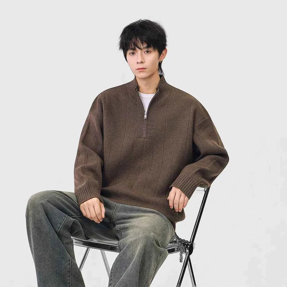 Essential Solid Color Mock Neck Jumper Sweater