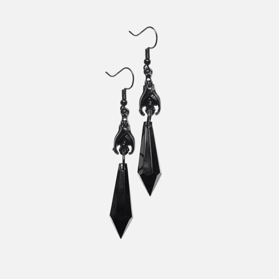 Gothic Black Bat Red Teardrop Earrings - Luxuryurbanwear