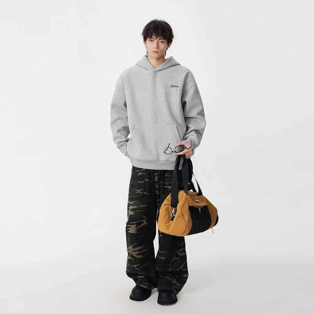 Minimalist Embroidered Logo Casual Hoodie
