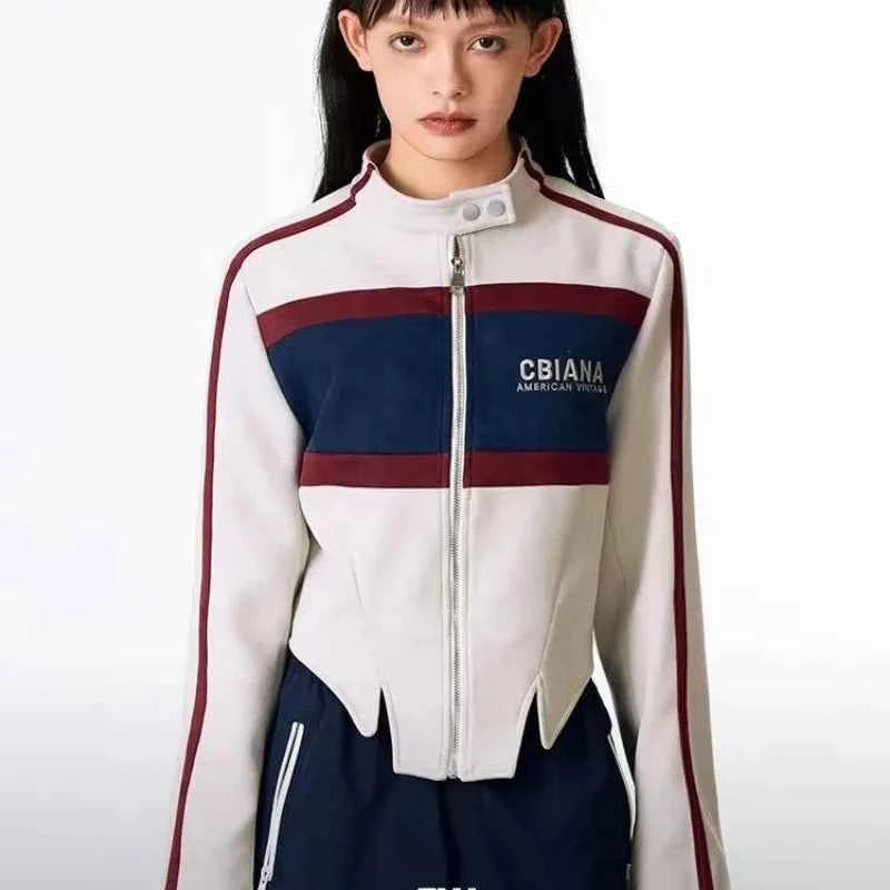 Japanese Style Retro Contrasting Color Casual Jacket