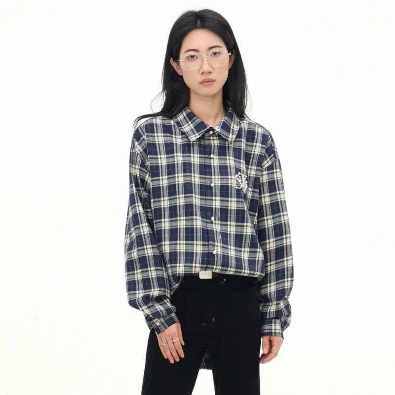 Women Luxury Japanese Style Plaid Blouse Shirt