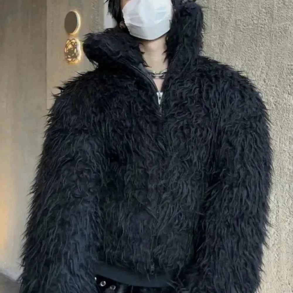 Winter Streetwear Thickened Heavy Long Furry Jacket