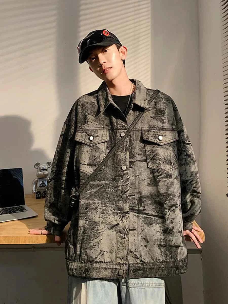 Streetwear Retro American Style Cargo Denim Jacket