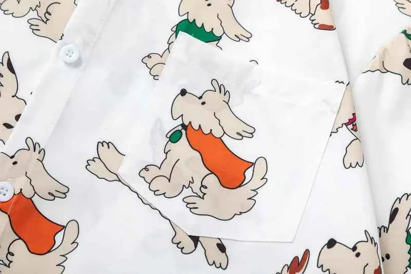 Streetwear Vibrant Cartoon Dog Cute Beach Shirt