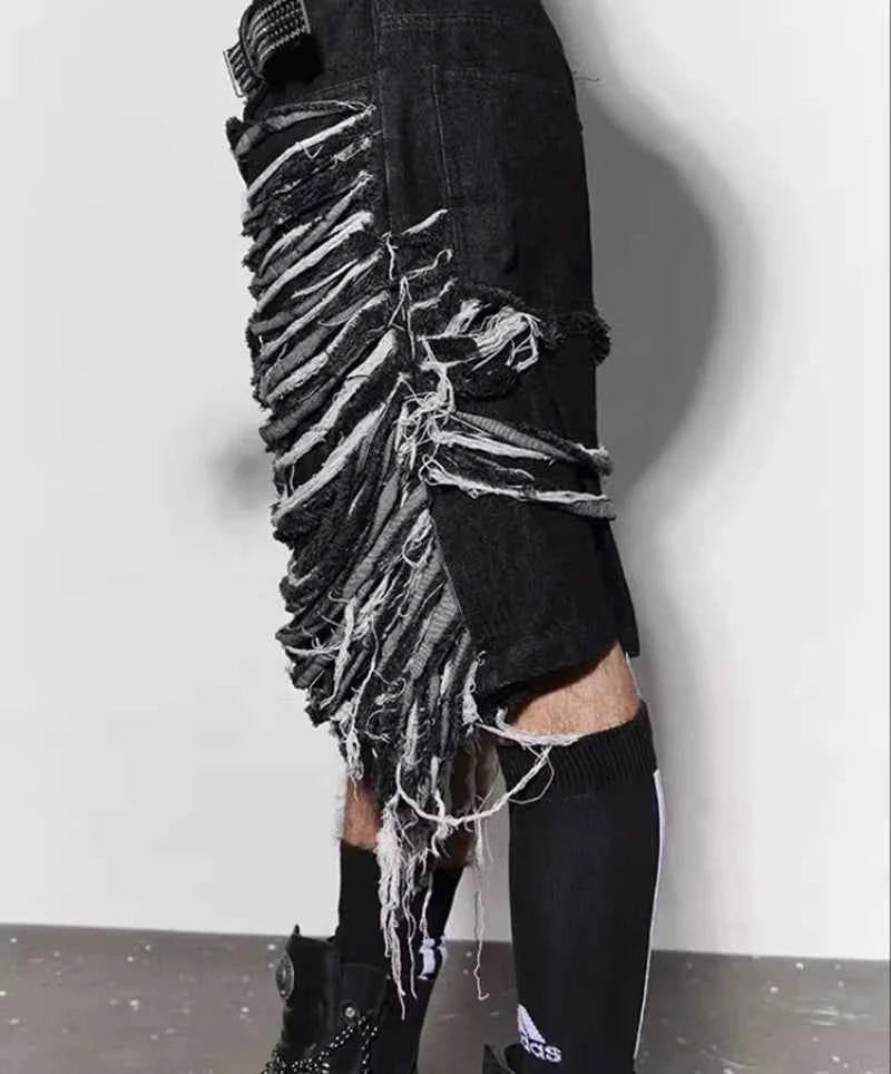 Streetwear Y2K Vintage High Waist Black Denim Jorts