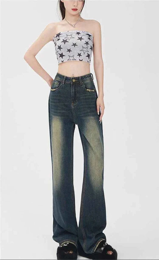 Women Streetware High Waist Wide Leg Jeans