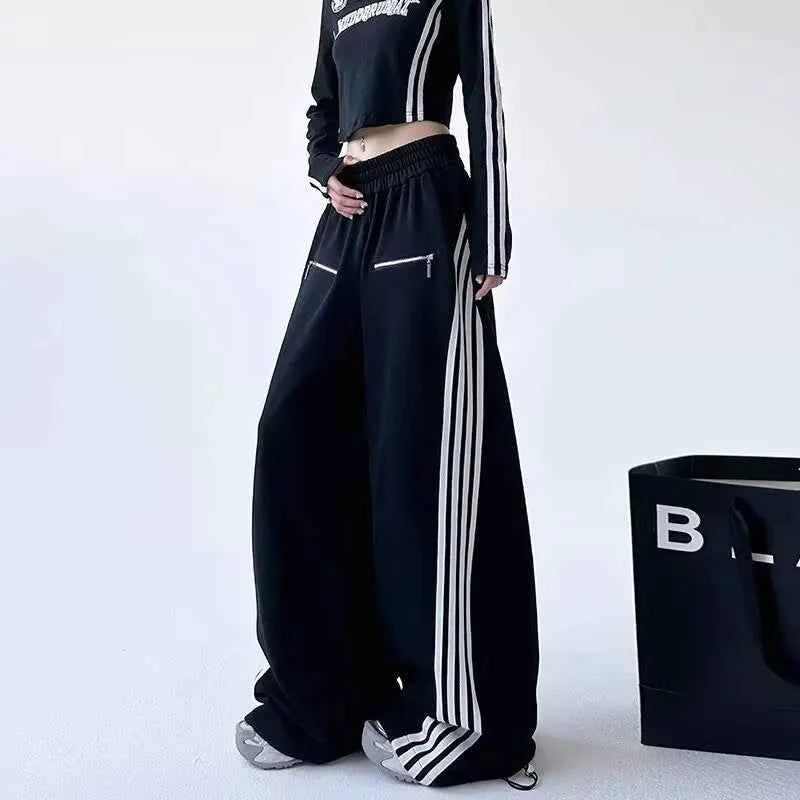 Y2K Elastic Waist Patchwork Striped SweatPants