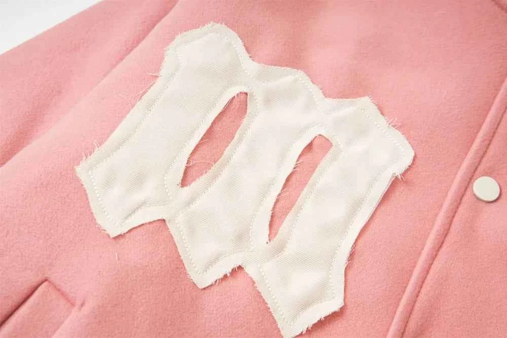 Quilted Stand Collar Letter Patch Varsity Jacket