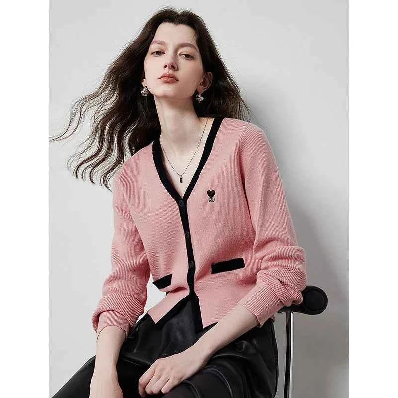V-Neck Slim Waist Knitted Cardigan