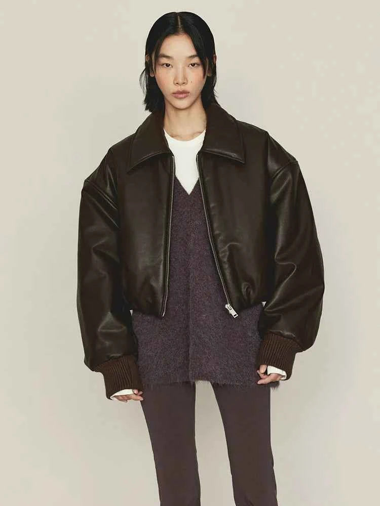 Thicken Warm Short Cotton Leather Jacket