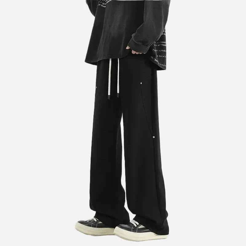Solid Color Drawstring Sports Wide Leg Jogger