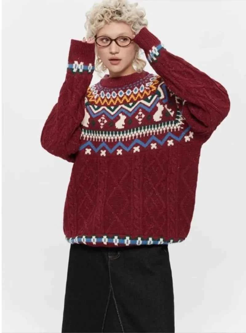 Vintage Trendy Japanese Style Knit Sweater