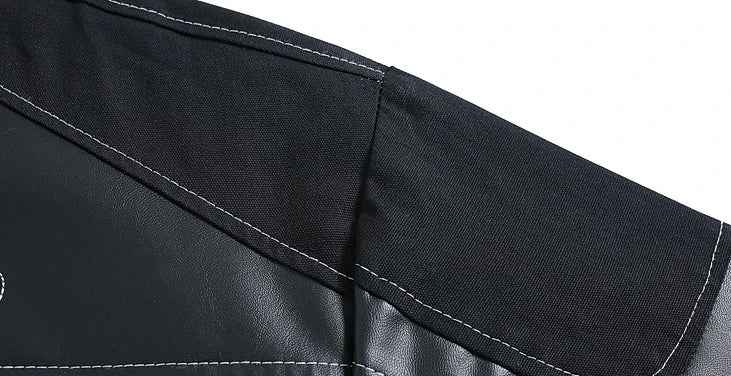 Stylish Patchwork Zipper Leather PU Race Jacket