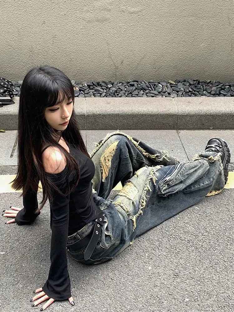 Ripped Sexy Vintage Hollow Out Jeans