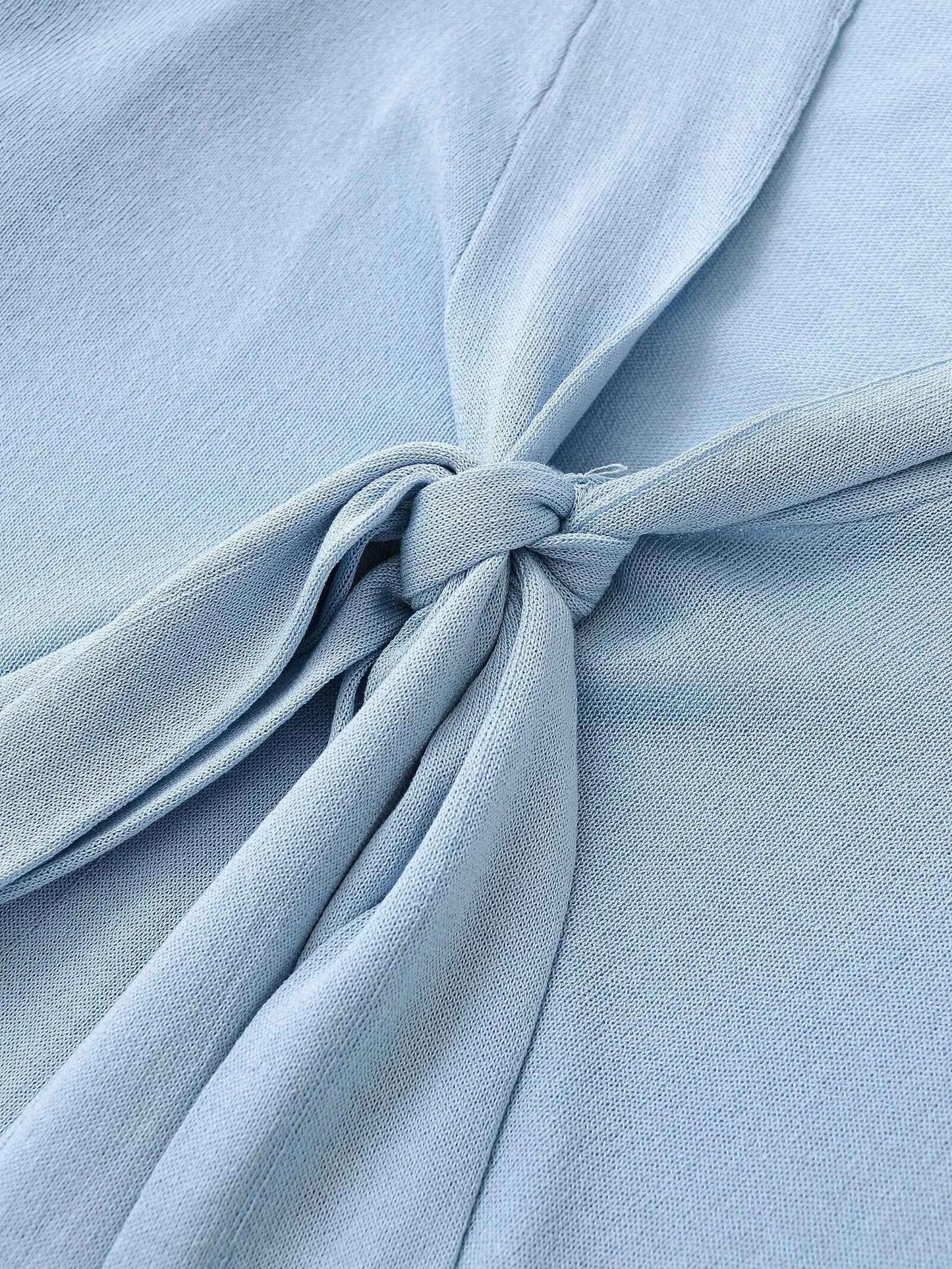 Light Blue French Casual Knitted T-Shirt