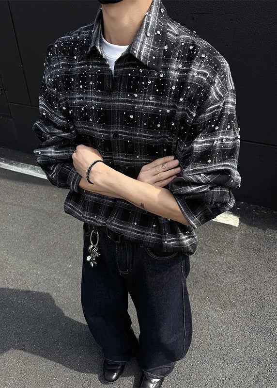 Breathable Starry Grid Long Sleeve Shirt