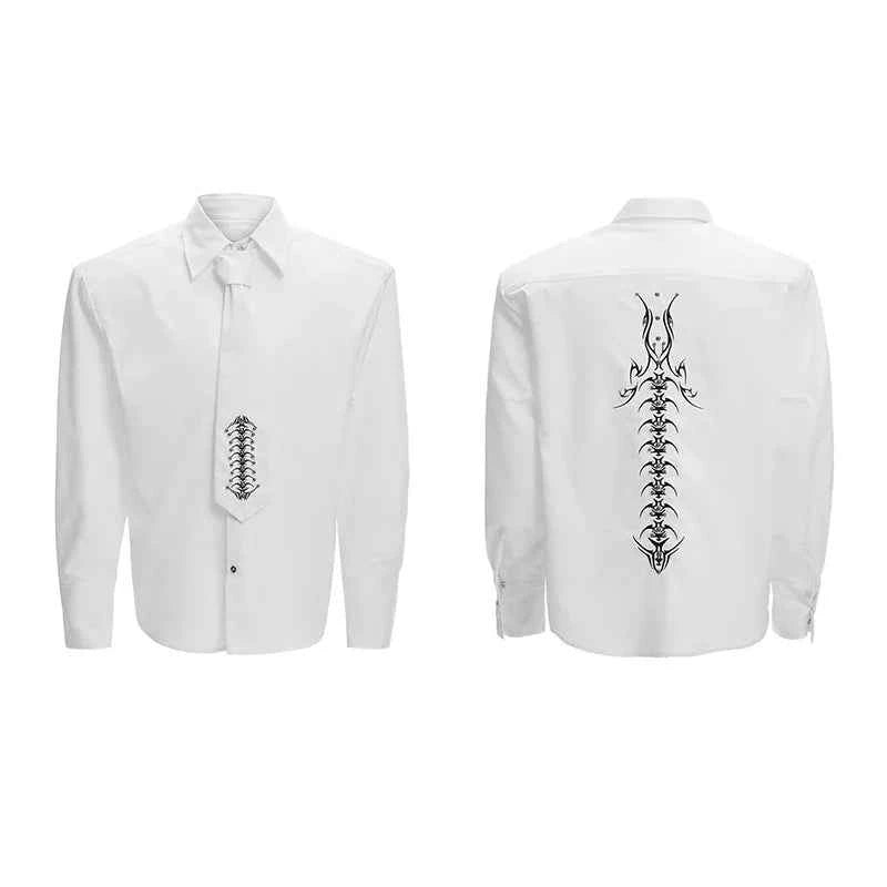 Embroidered Lapel with Contrast Color Shirt