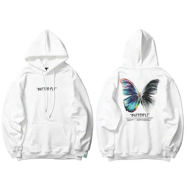 Flattering Colorful Butterfly Print Hip Hop Hoodie