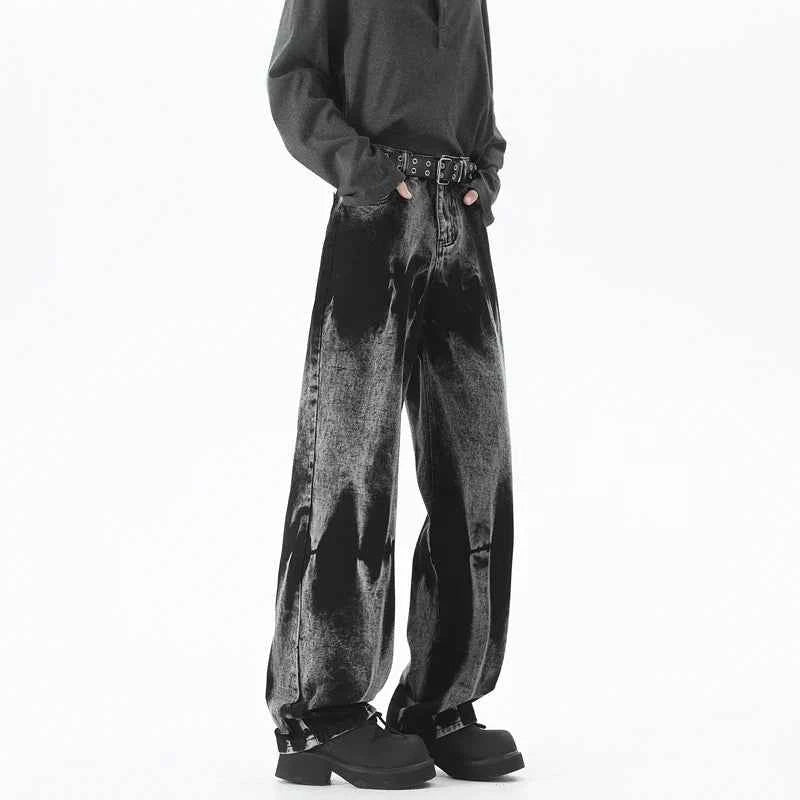 Durable Streetwear Black Tie Dye High Jeans