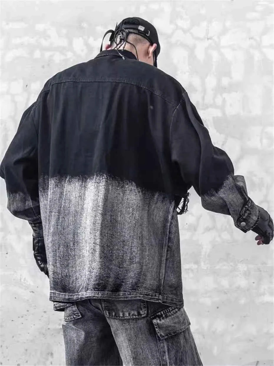 Cool Streetwear Vintage Gradient Denim Jacket