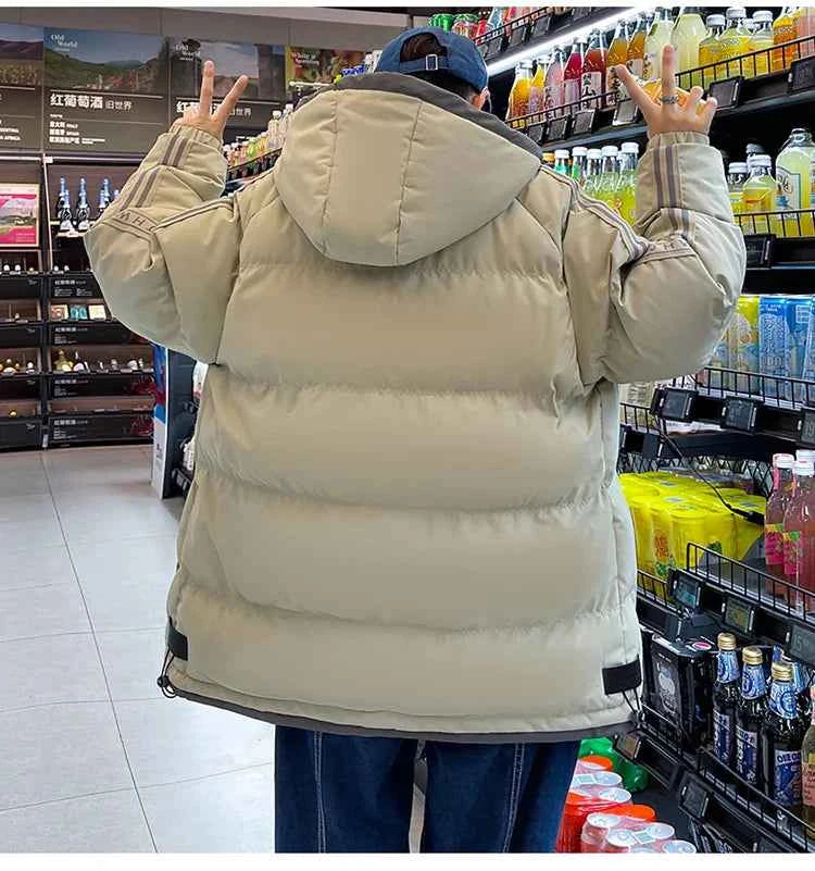 Warm Cotton Striped Sleeve Puffer Jacket