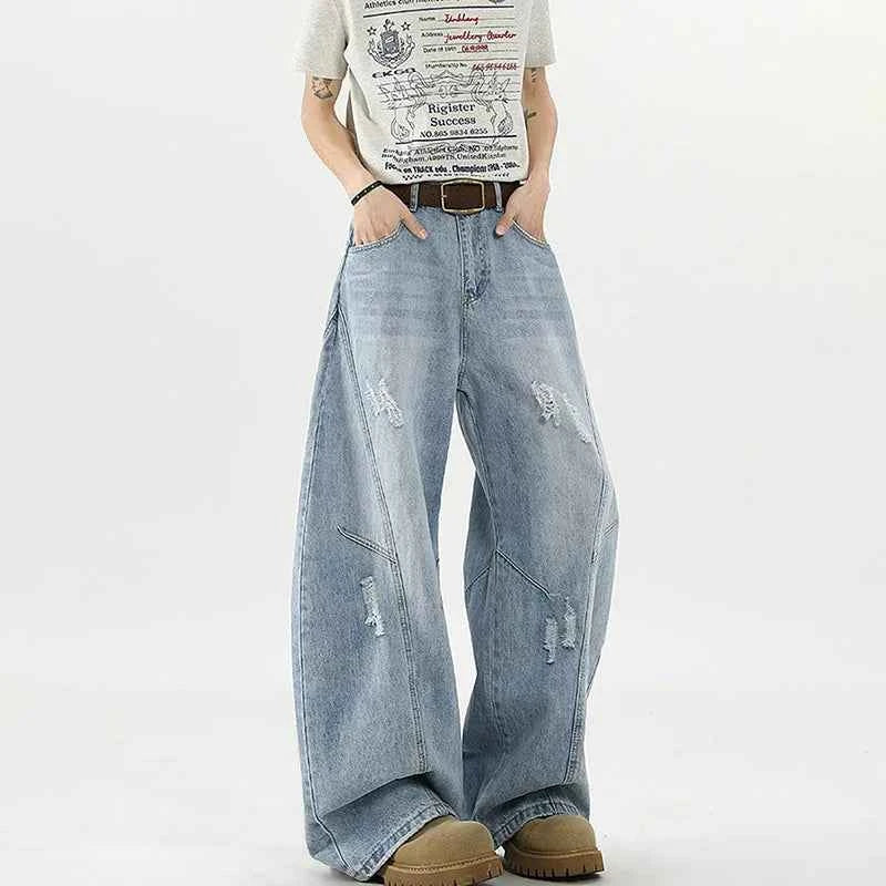 Korean Style High Street Ripped Loose Jeans