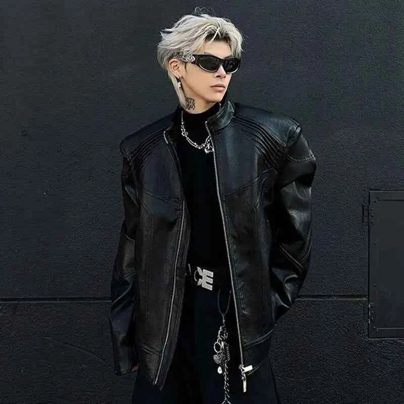 Metallic Deconstruction Darkwear Leather Jacket