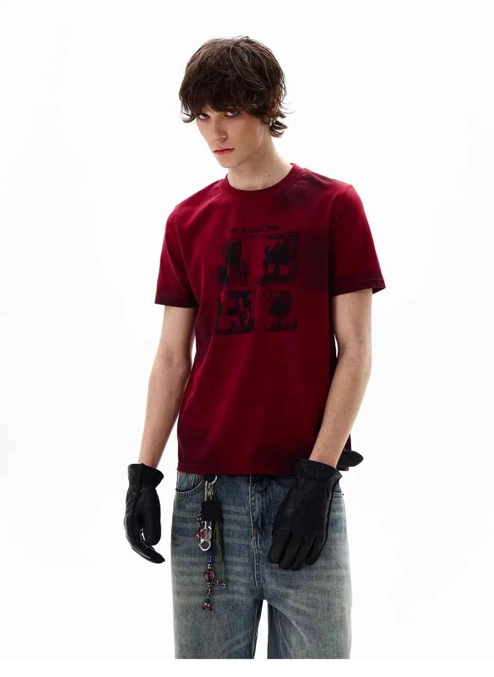 Plush Retro Red Short Sleeve Vintage T-Shirt
