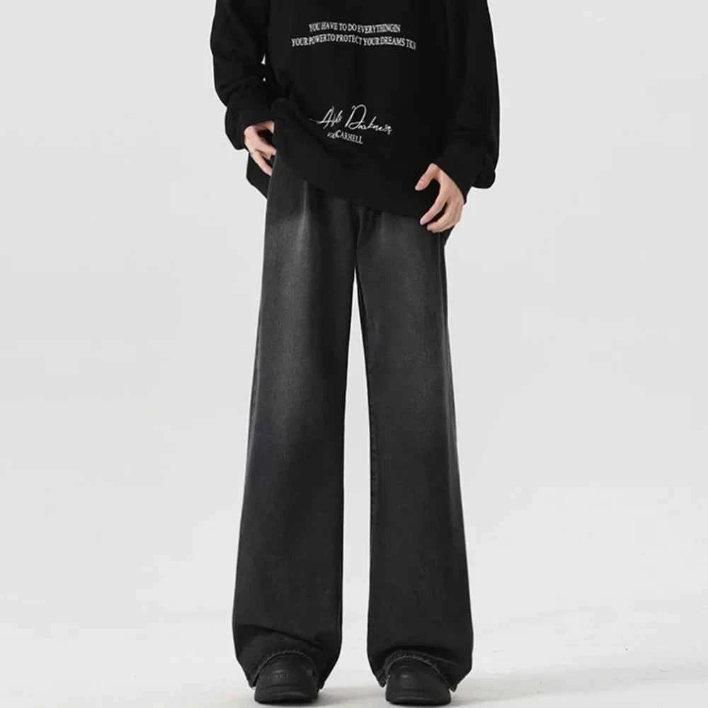 Elevated Solid Color Straight Baggy Jeans