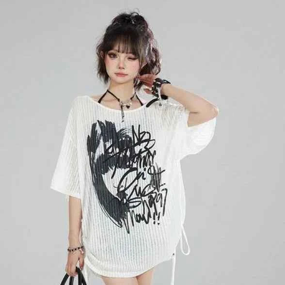 Y2K Gothic Summer Letter Print Casual T-Shirt