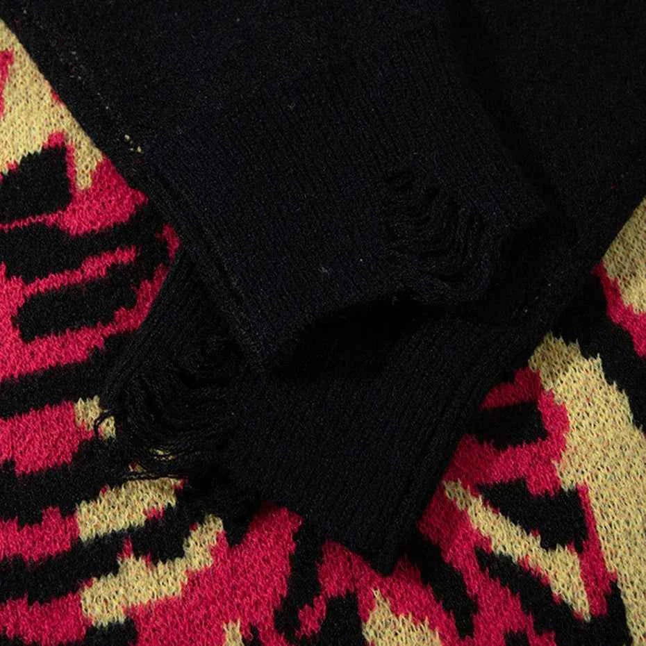 Trendy Skulls Graphic Oversized Knit Sweater