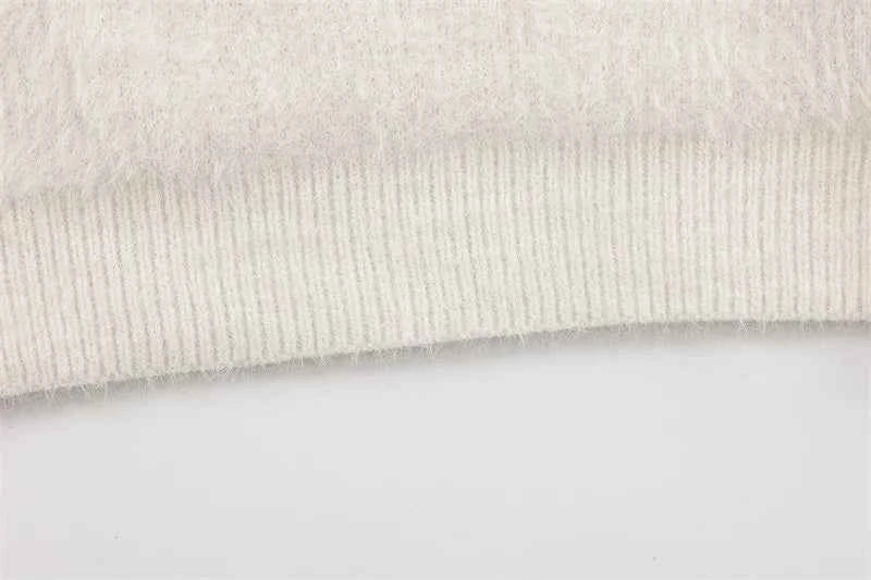 Fuzzy Oversized Cat Print Knit Jumper Sweater