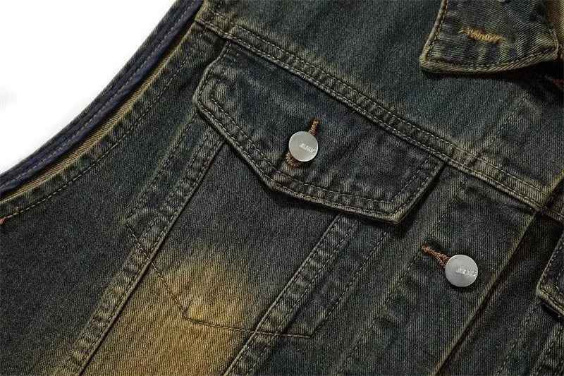 Cowboy Style Distressed Denim Vest
