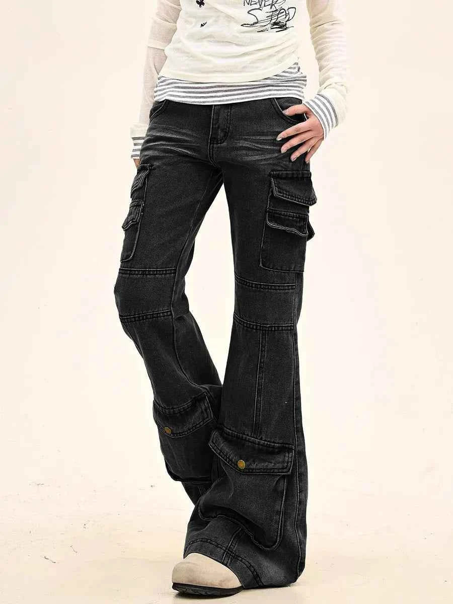 Insulated Cool Slim Fit Black Cargo Jeans