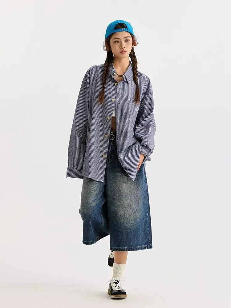 Fashionable Casual Stripe Long Sleeve Shirt